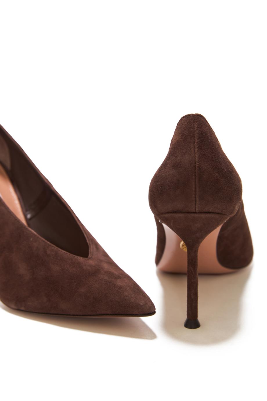 Voltaire 85 suede pumps in espresso