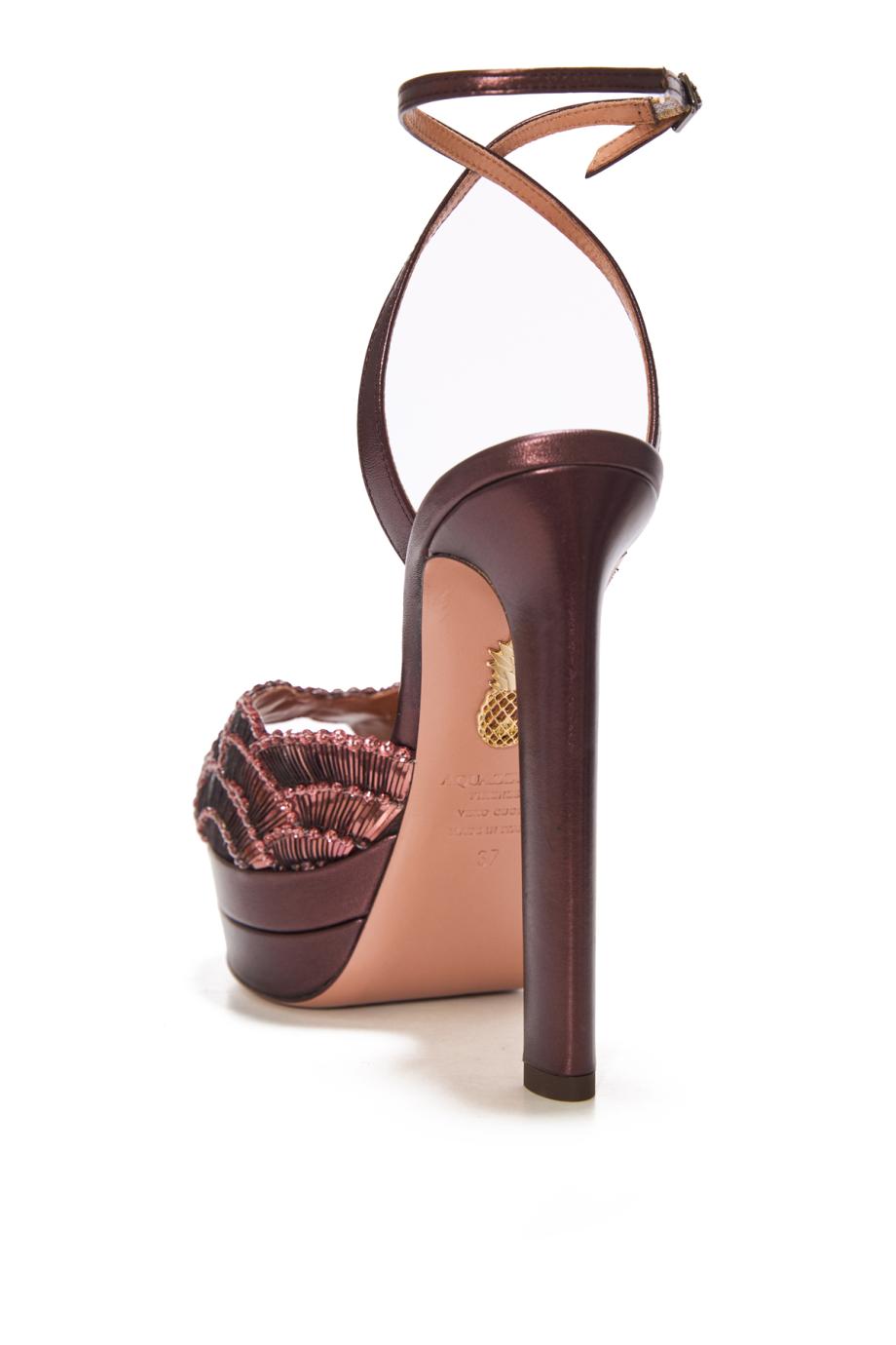 Ce Soir 130 crystal-embellished leather platform sandals in aubergine