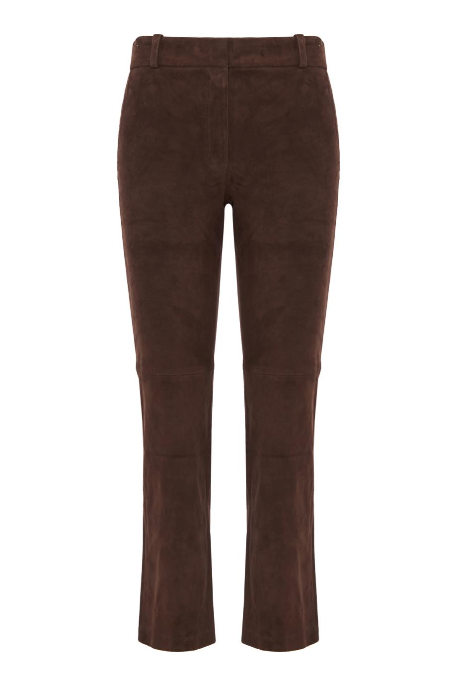 Jen stretch suede trousers in mud brown