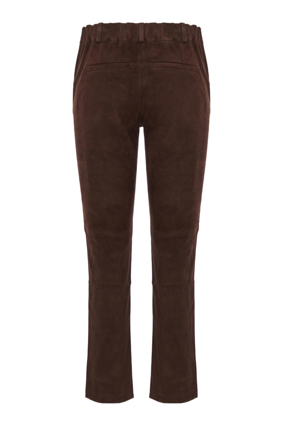 Jen stretch suede trousers in mud brown