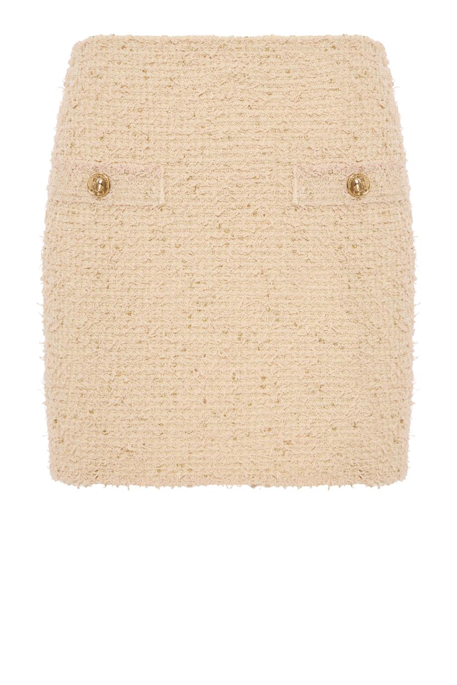 Tweed knit mini skirt in beige