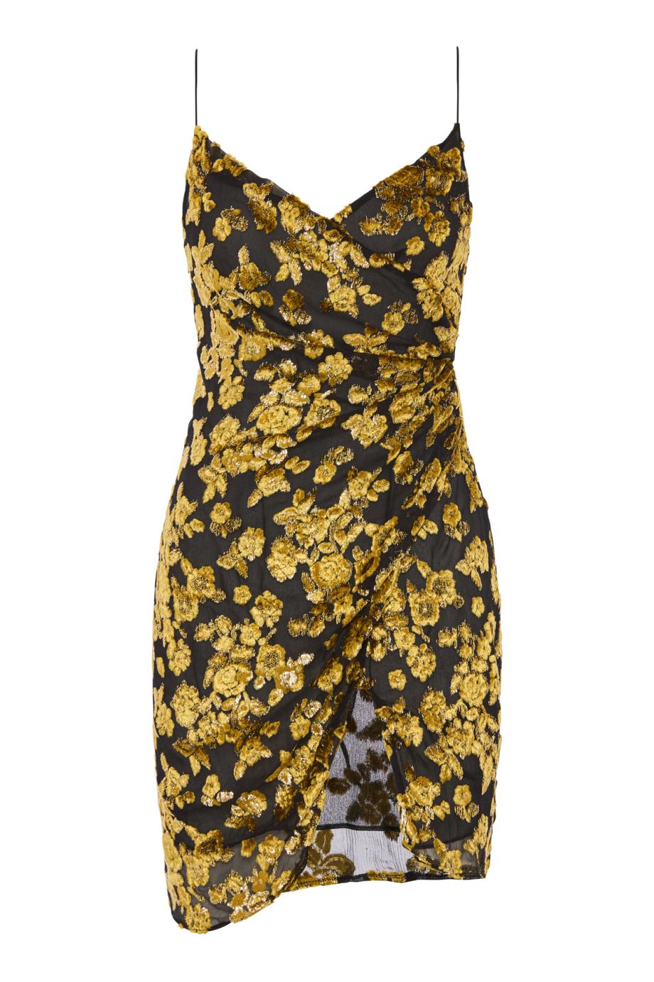 Velvet jacquard mini dress in black