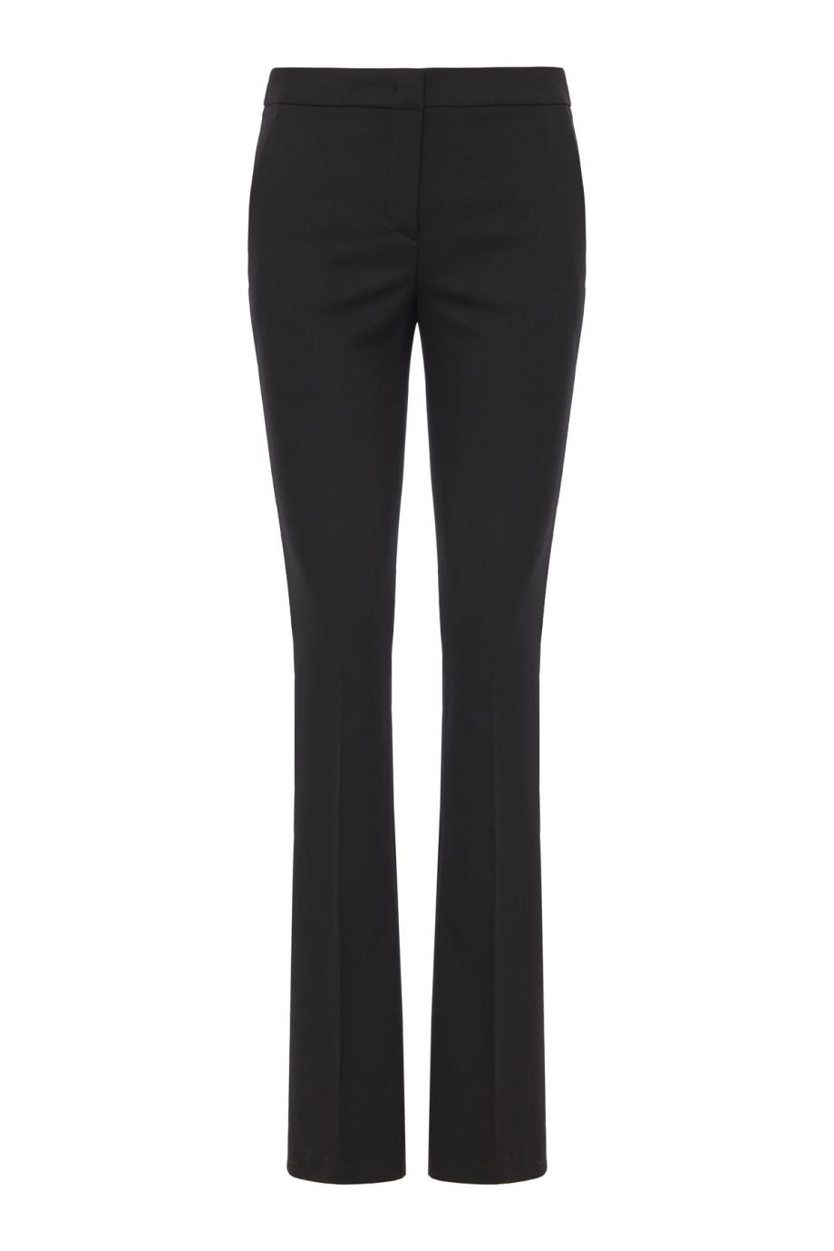 Tailored wool-blend straight-leg pants in black
