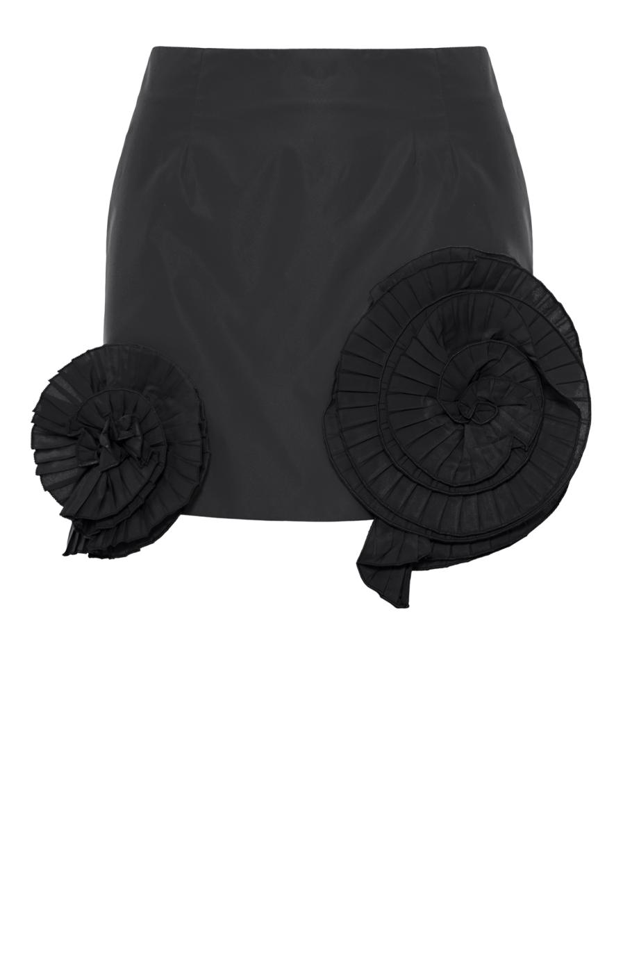 Flounced taffeta mini skirt in black