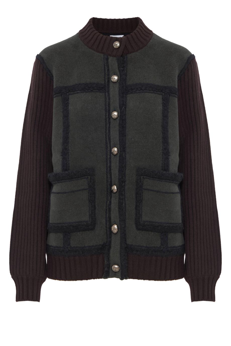 Shearling-effect cashmere and cotton jacket in vert