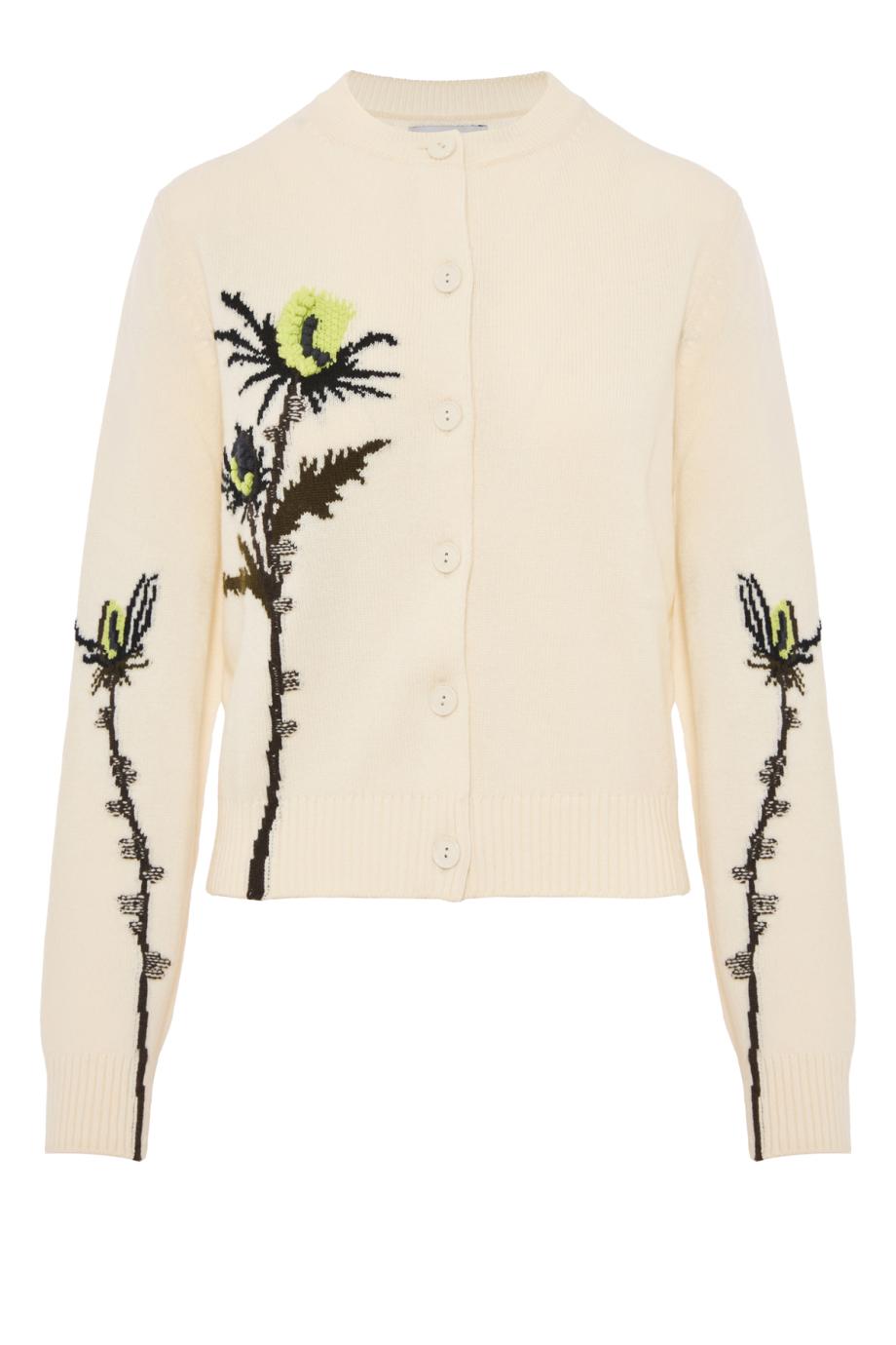 Bubble knit cashmere cardigan in gesso