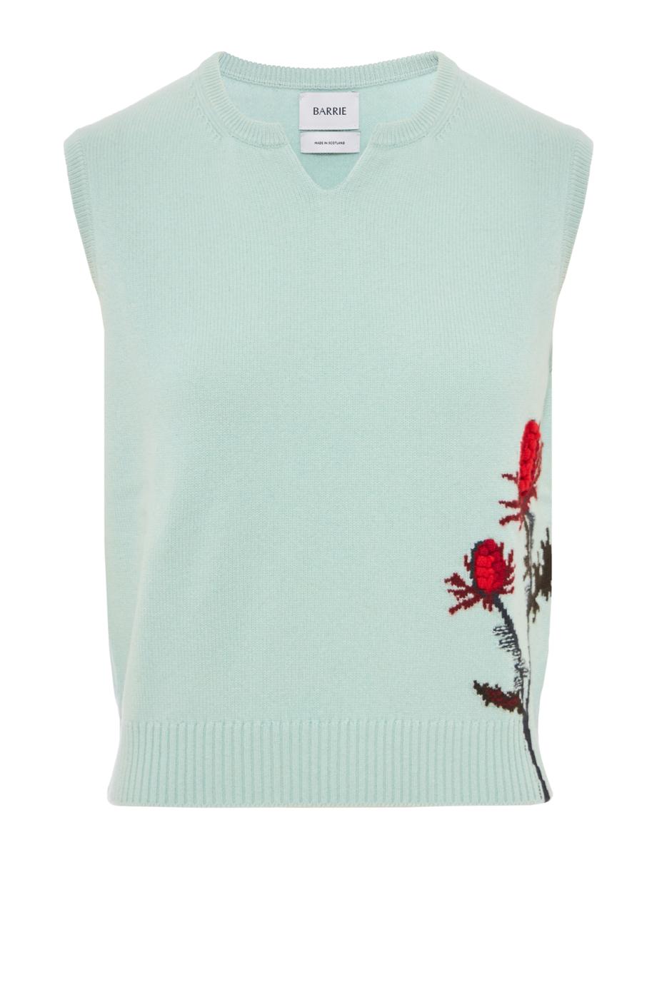 Bubble knit cashmere top in turquoise