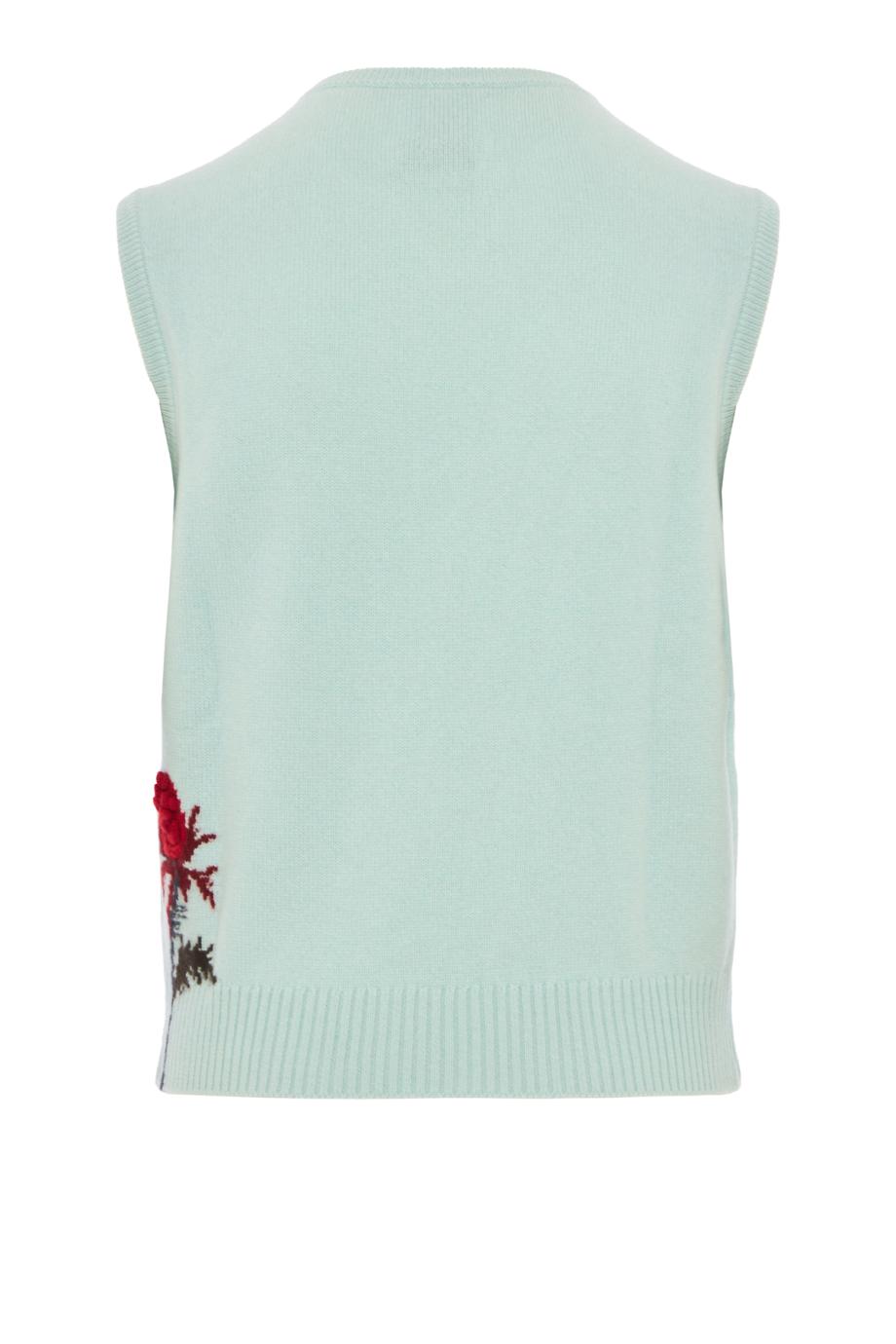 Bubble knit cashmere top in turquoise