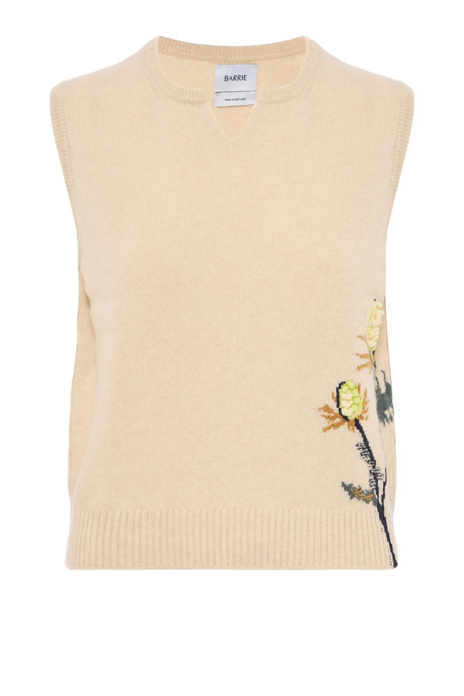 Bubble knit cashmere top in canvas