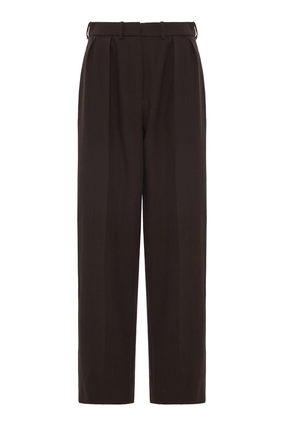 Straight-leg wool-blend pants in dark brown