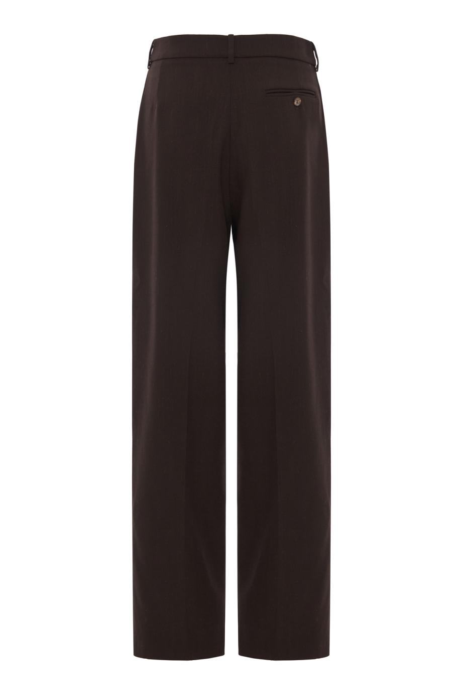 Straight-leg wool-blend pants in dark brown