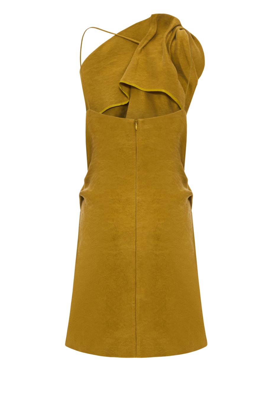 Appliquéd silk mini dress in green