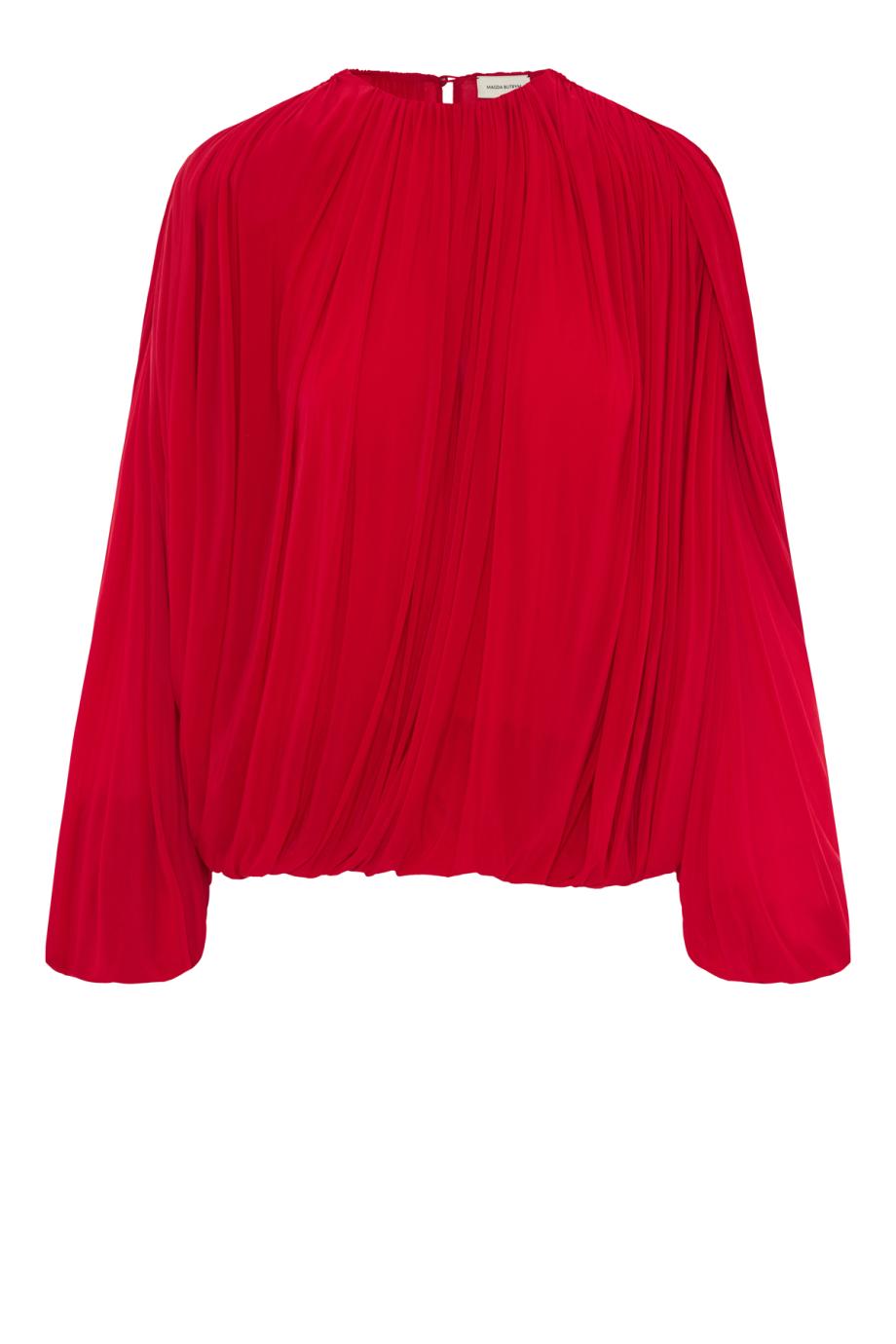 Cupro bubble blouse in red