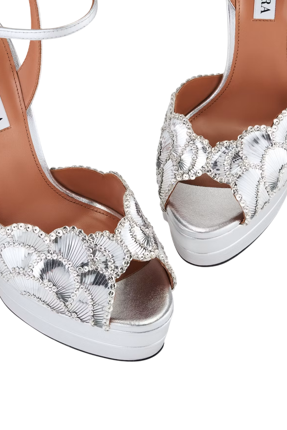 Ce Soir 130 crystal-embellished leather platform sandals in silver