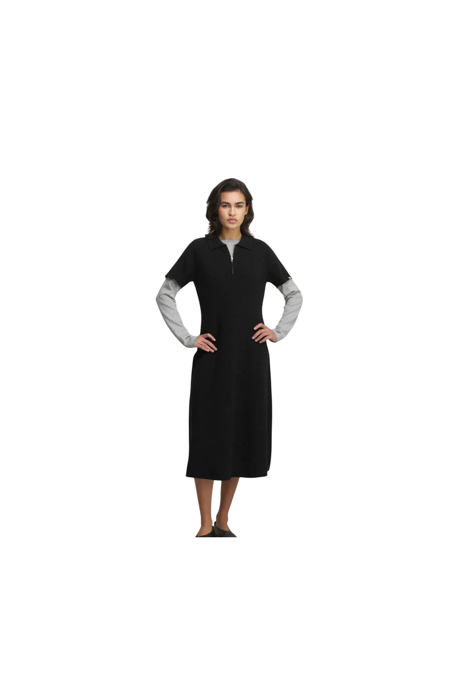 No497 Georgia cashmere-blend midi dress in raven