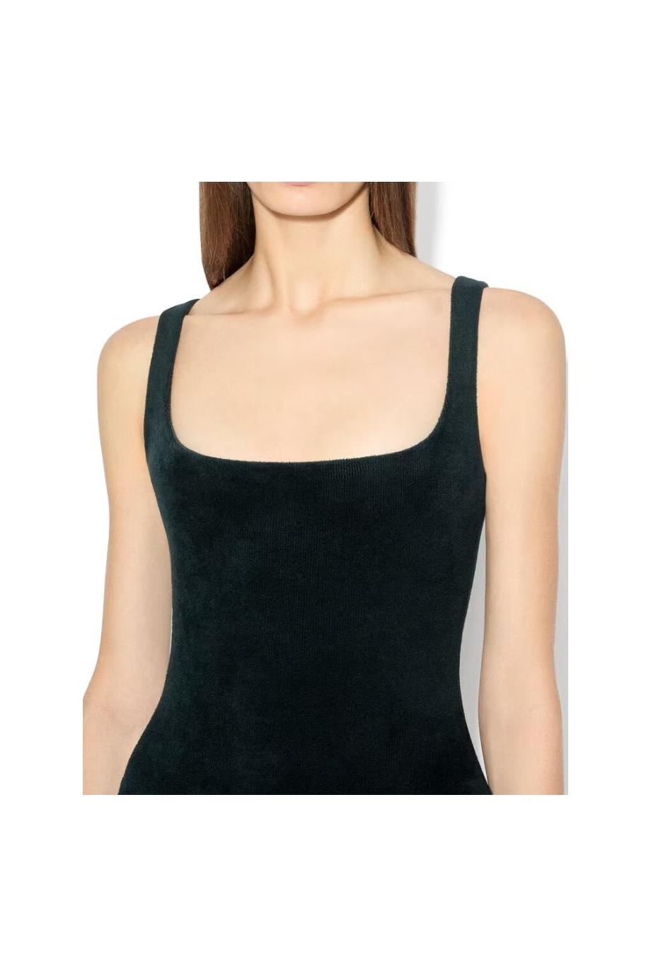 Velvet bodycon midi dress in bottle green