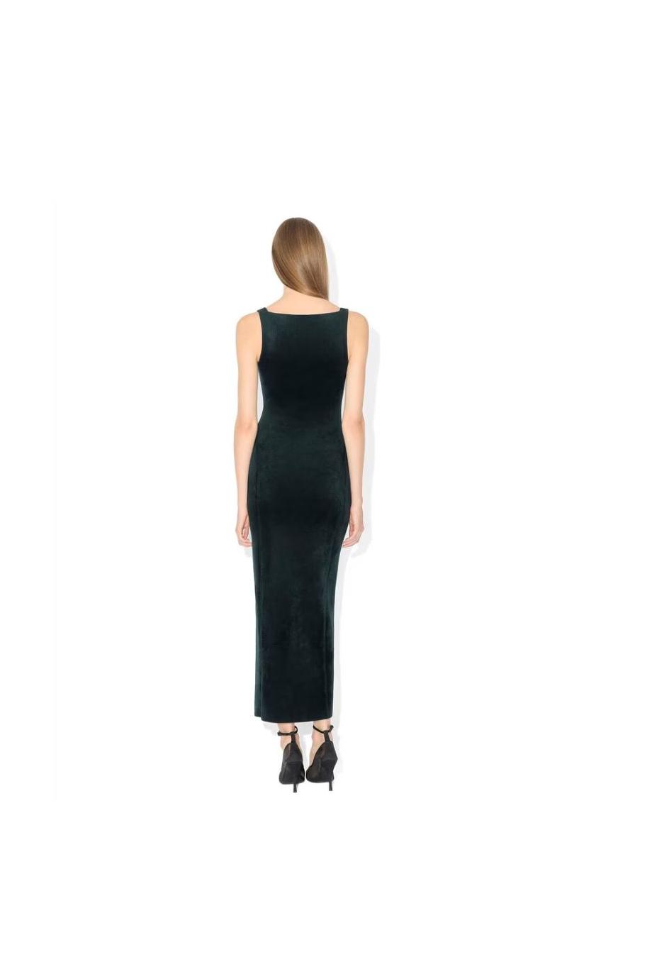 Velvet bodycon midi dress in bottle green