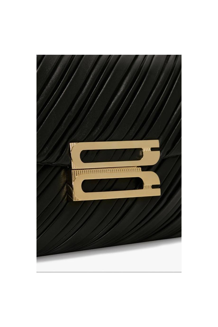 Soft Dorian pleated nappa leather shoulder bag in black