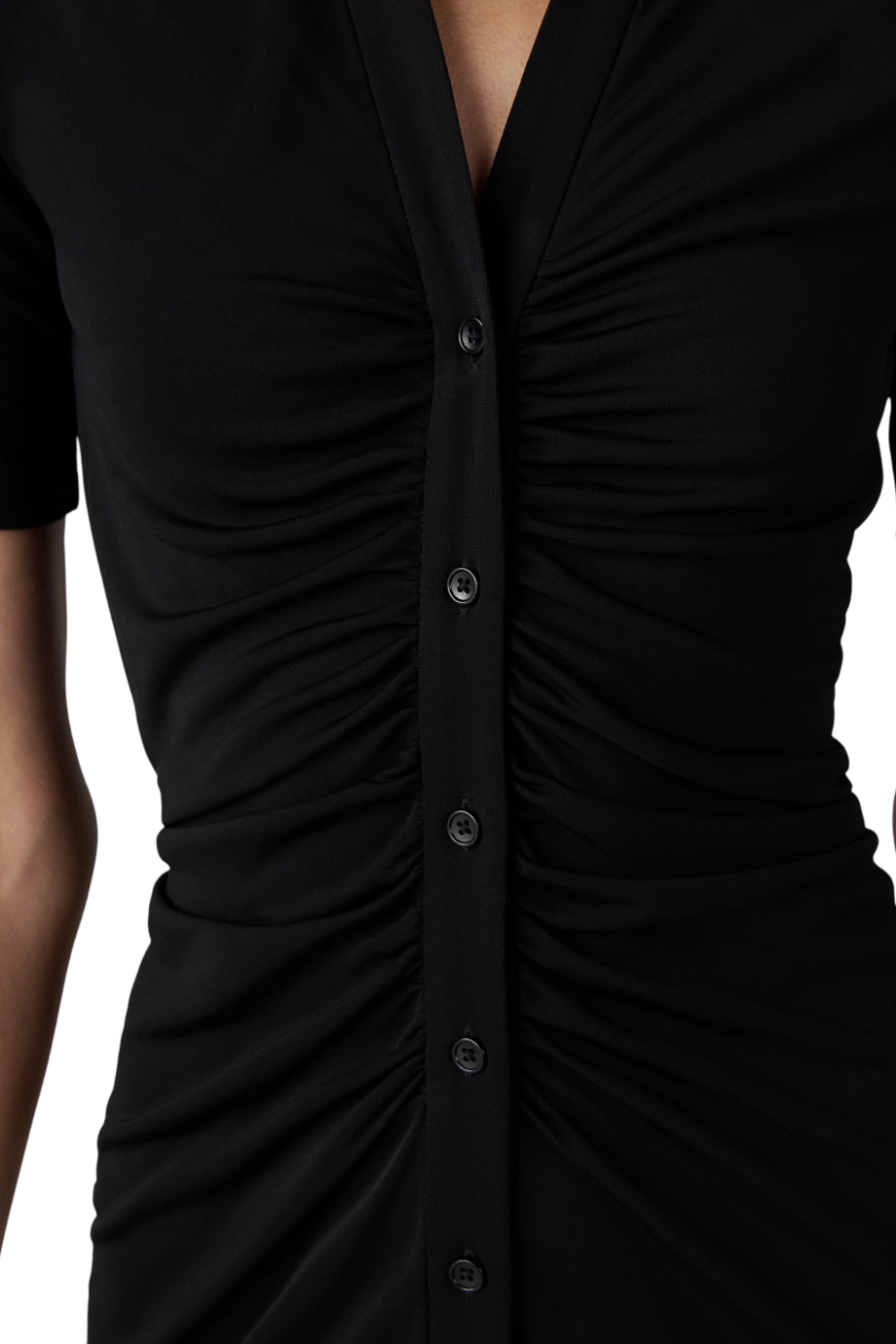 Zoey jersey button-through midi dress in black
