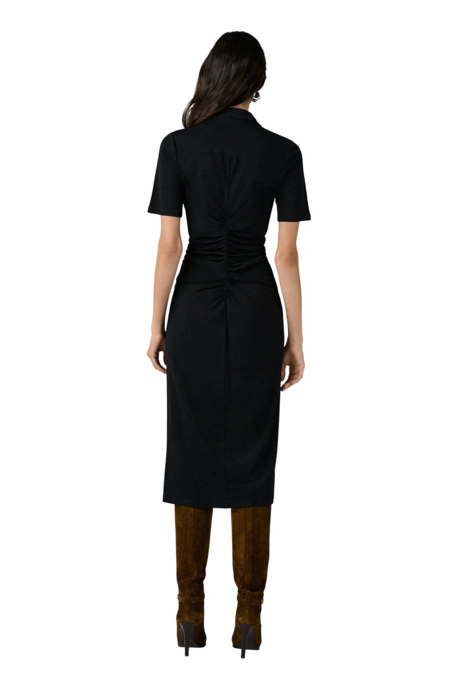 Zoey jersey button-through midi dress in black