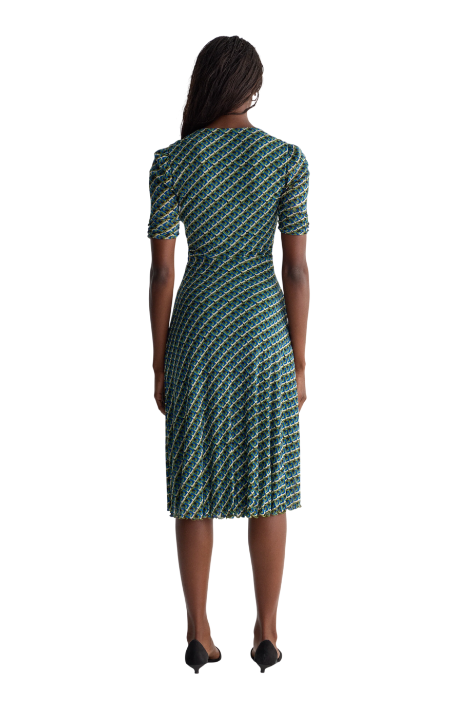 Koren reversible printed midi dress in teal