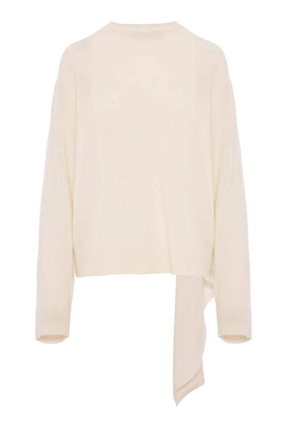 Addison wool and cashmere knit scarf top in white