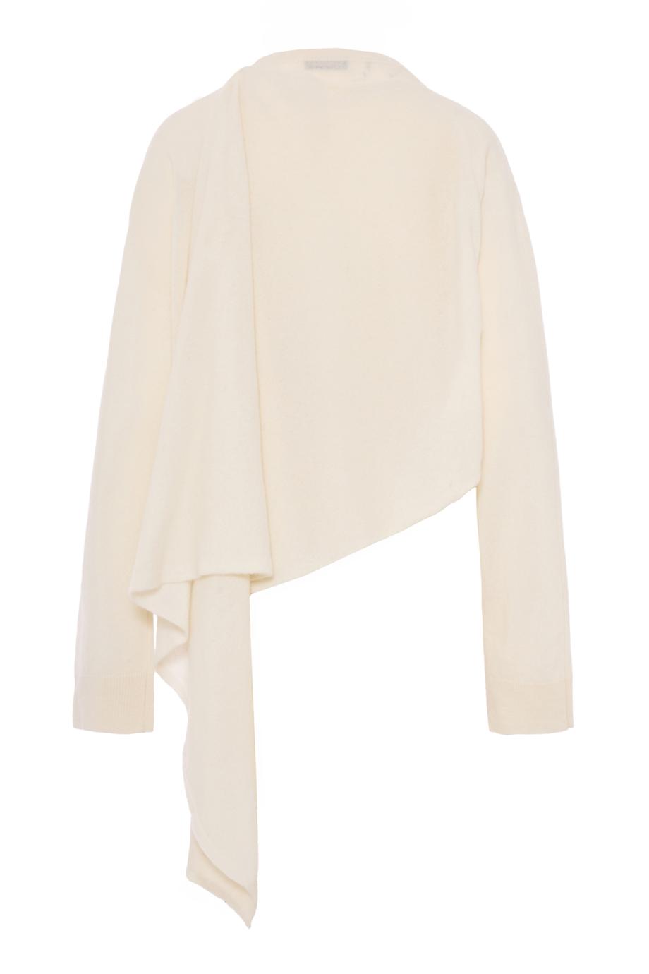 Addison wool and cashmere knit scarf top in white