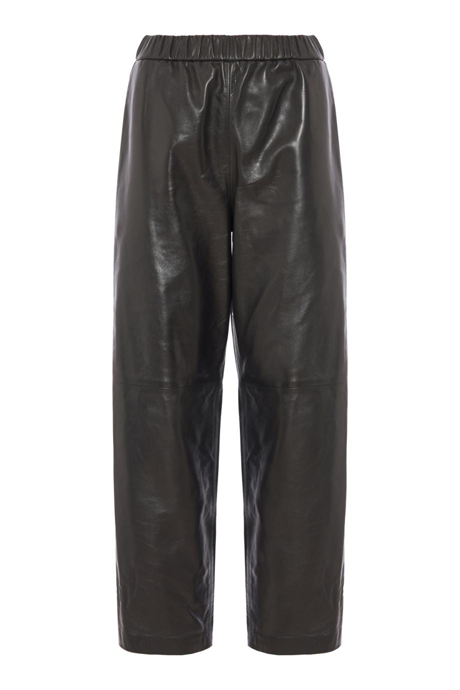 Leather carrot pants in charcoal
