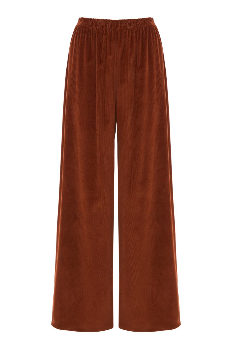 Cotton corduroy wide-leg pants in burnt sienna