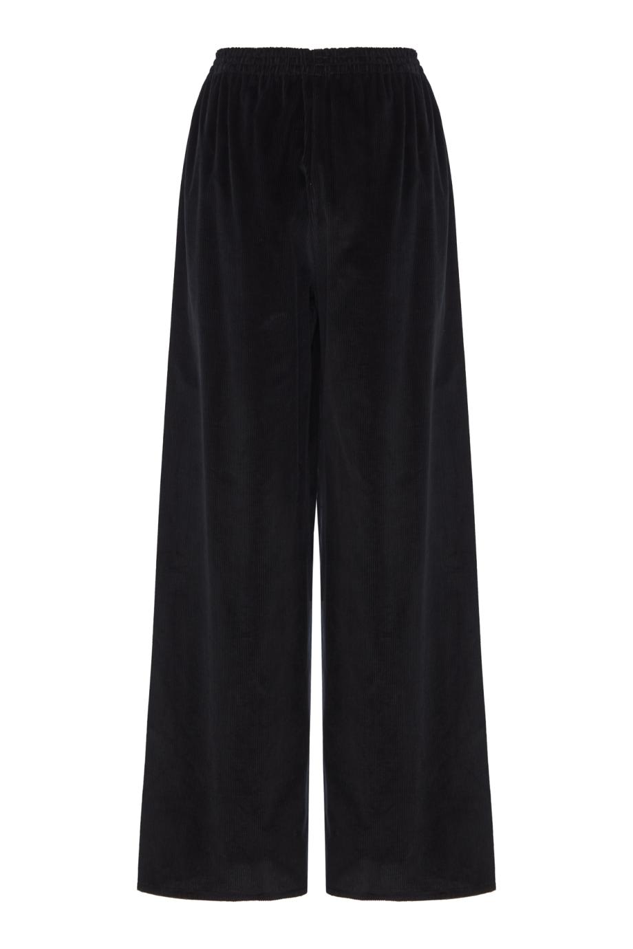 Cotton corduroy wide-leg pants in black