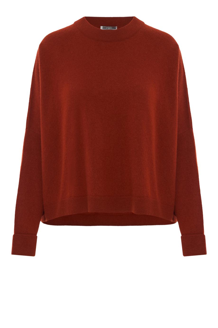 Cashmere crew neck sweater in saffron