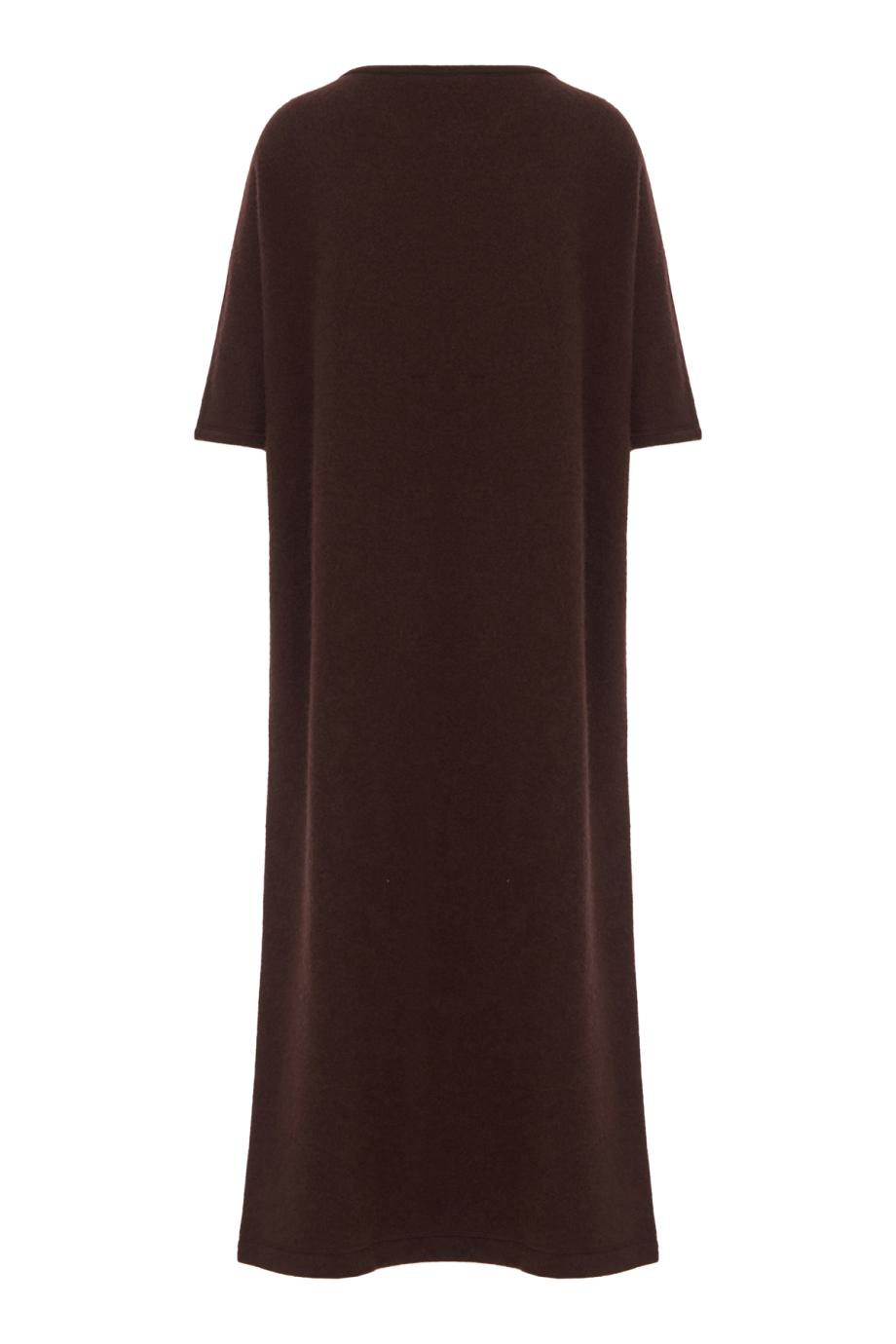 Cashmere crew neck midi dress in truffle
