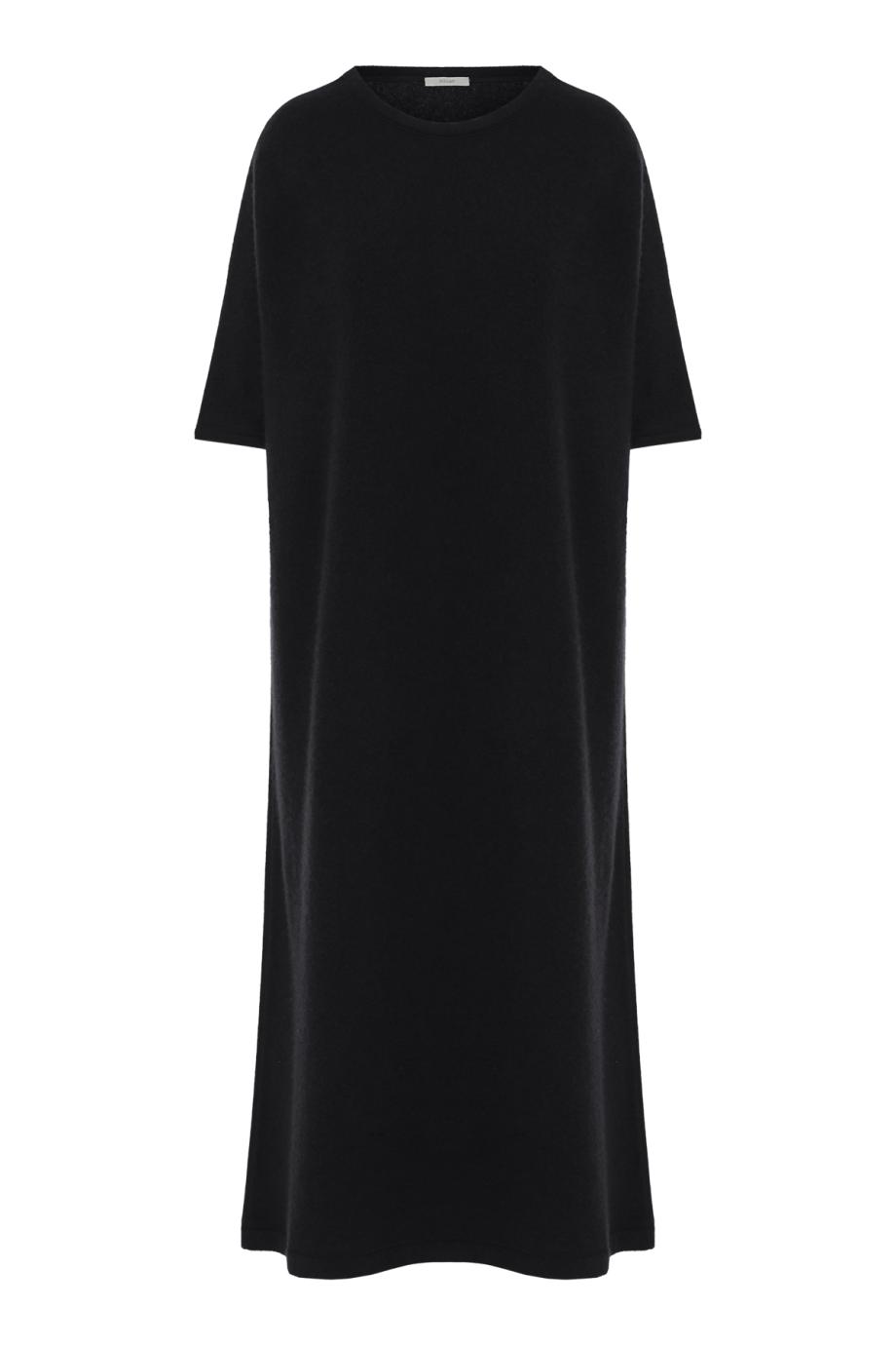 Cashmere crew neck midi dress in black
