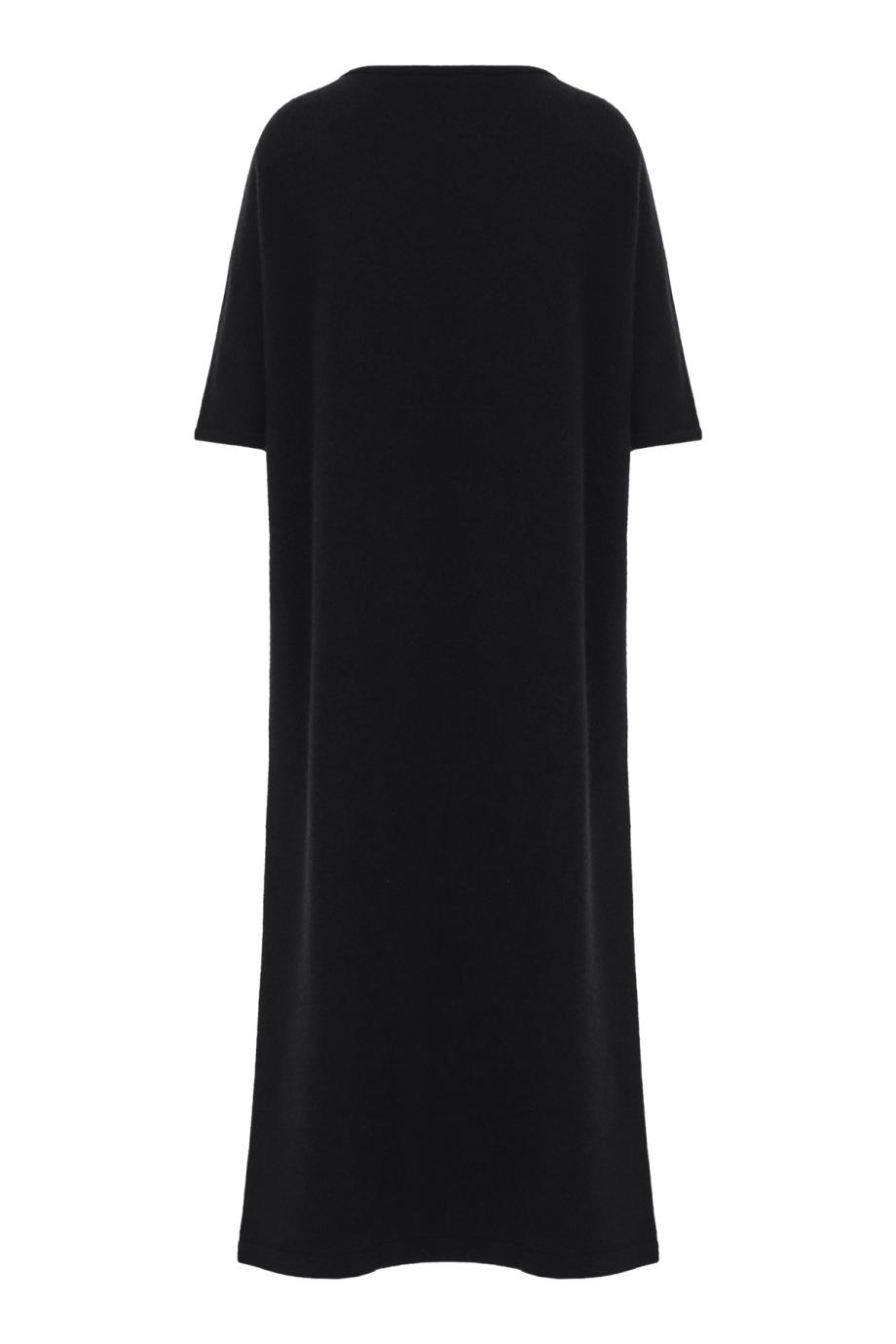 Cashmere crew neck midi dress in black
