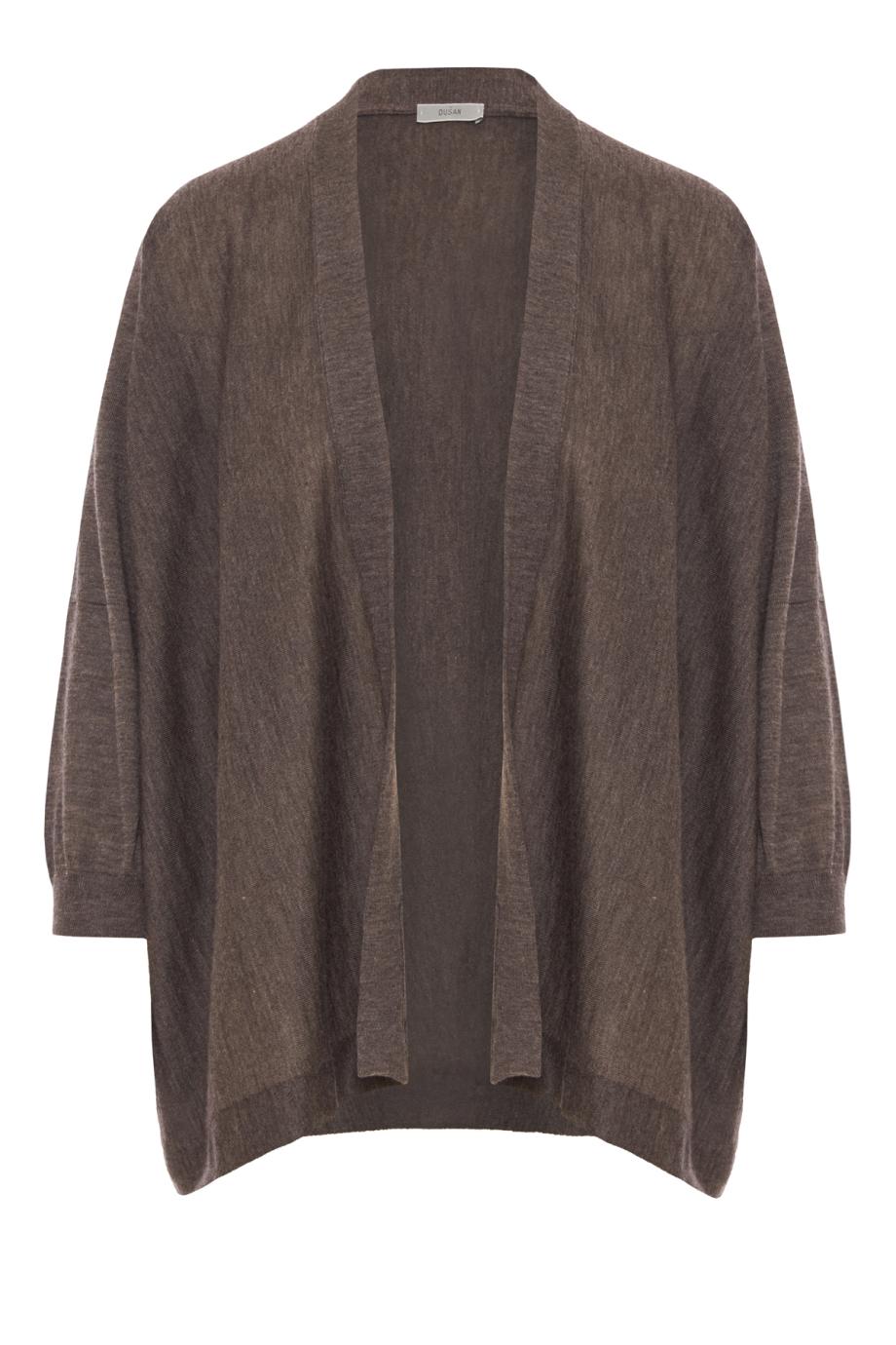 Cashmere open cardigan in dark taupe