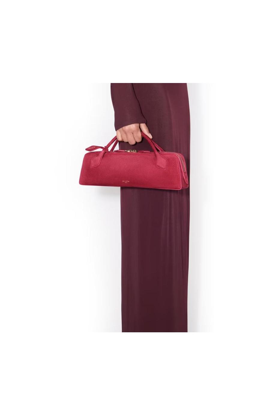Le Teckel suede top-handle clutch in dalia
