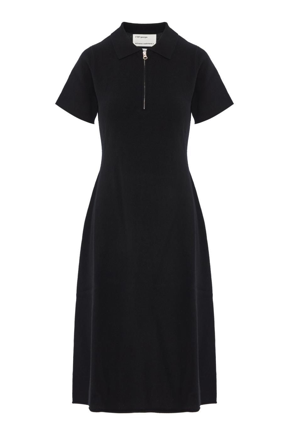 No497 Georgia cashmere-blend midi dress in raven