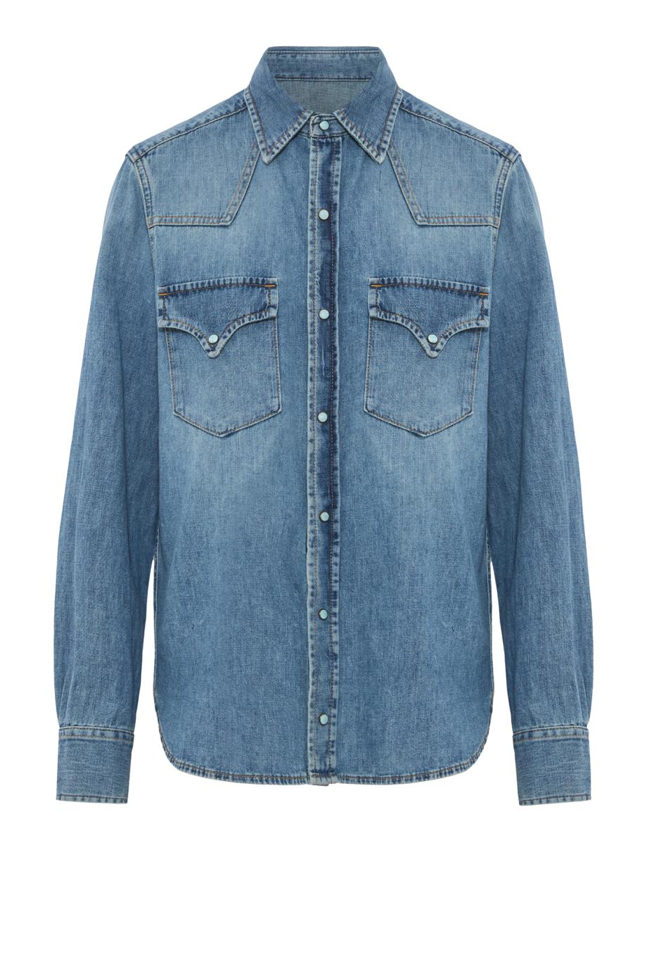 Western denim shirt in washed blue