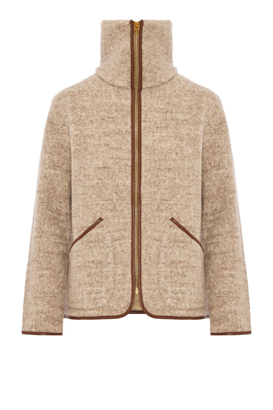 Liolie cashmere zip jacket in taupe