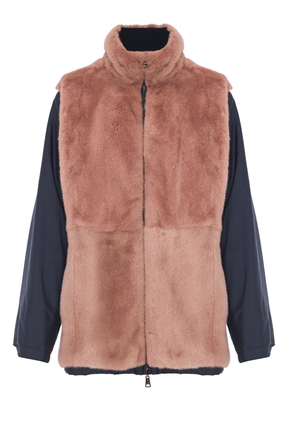 Reversible mink parka in morganite