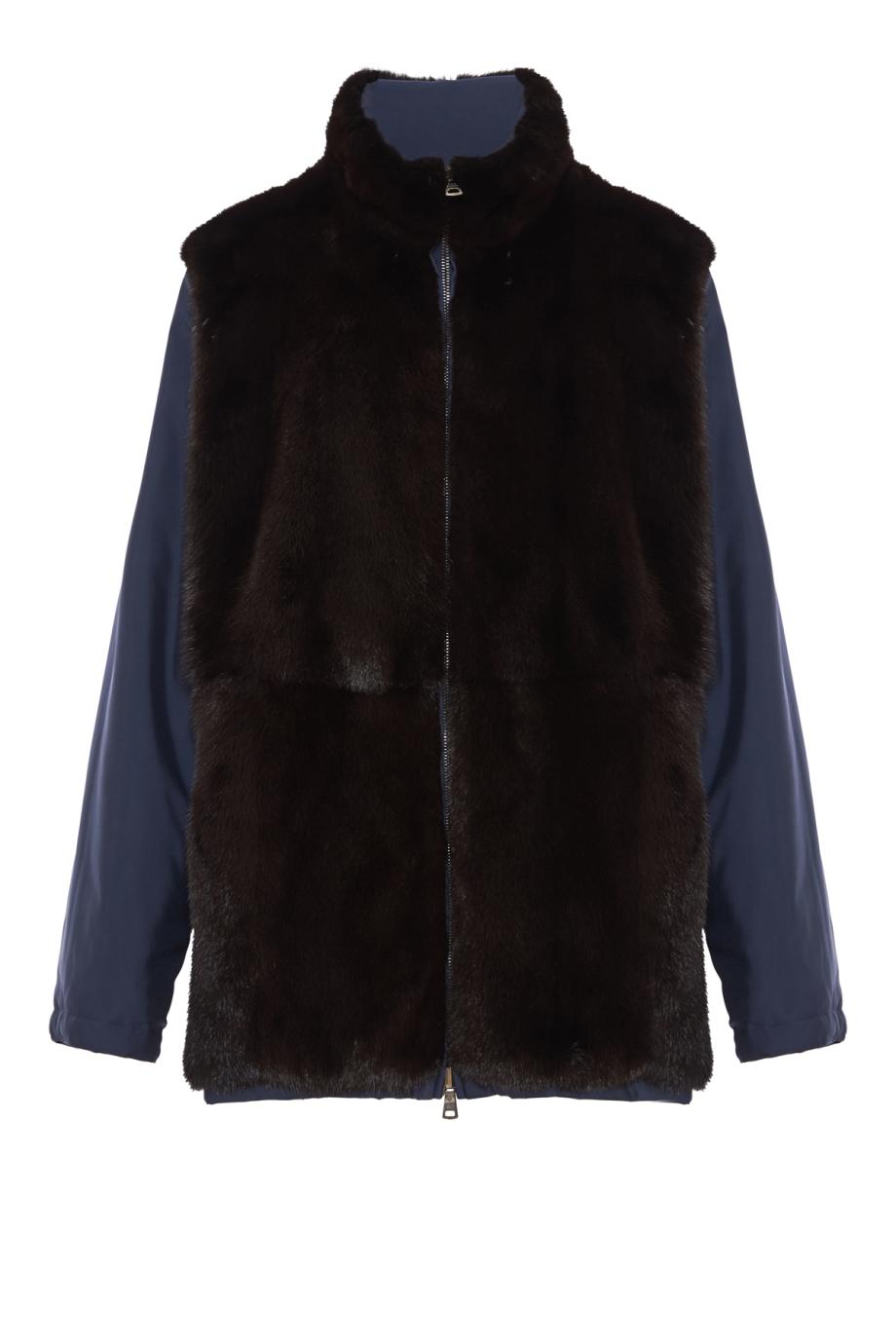 Reversible mink parka in coffee