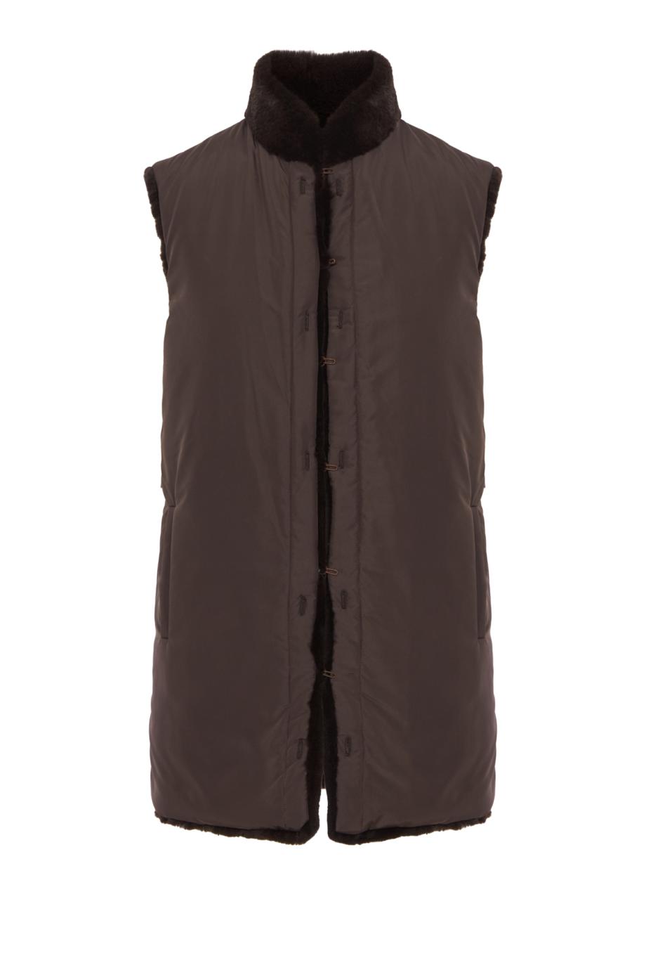 Cashmere and plucked mink gilet in black