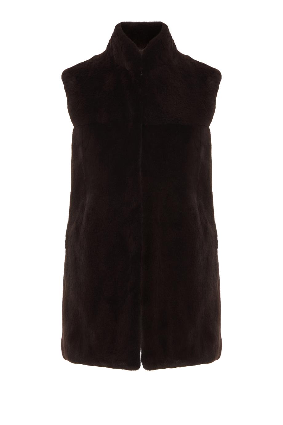 Cashmere and plucked mink gilet in black