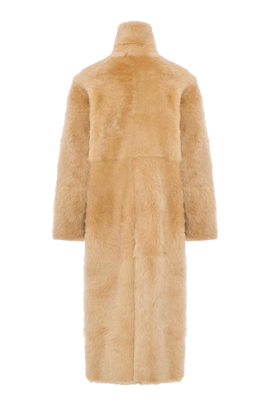 Flora double-breasted shearling coat in miele