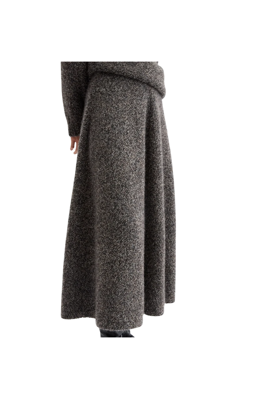 Cocoon bouclé cashmere and silk midi skirt in chocolate