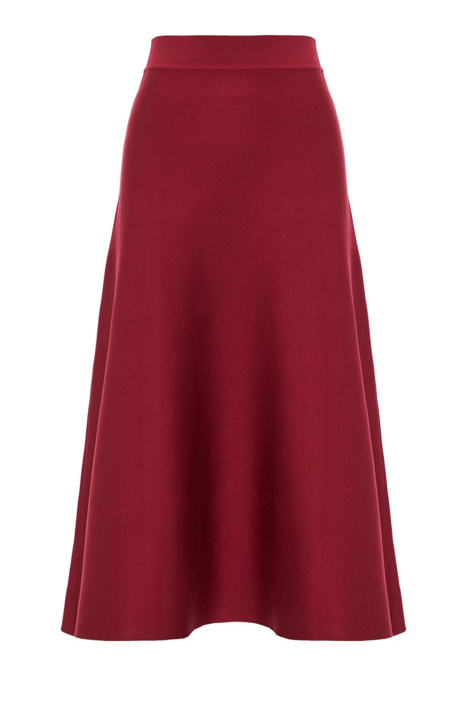 Flared knitted silk midi skirt in dahlia