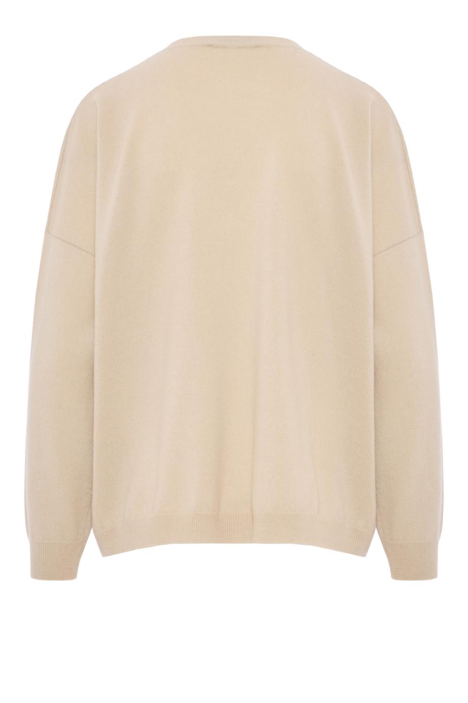 Oversized cashmere v-neck sweater in stucco