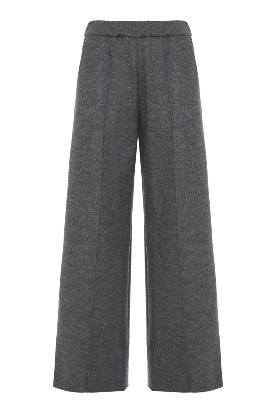 Wool knit wide-leg pants in ash grey