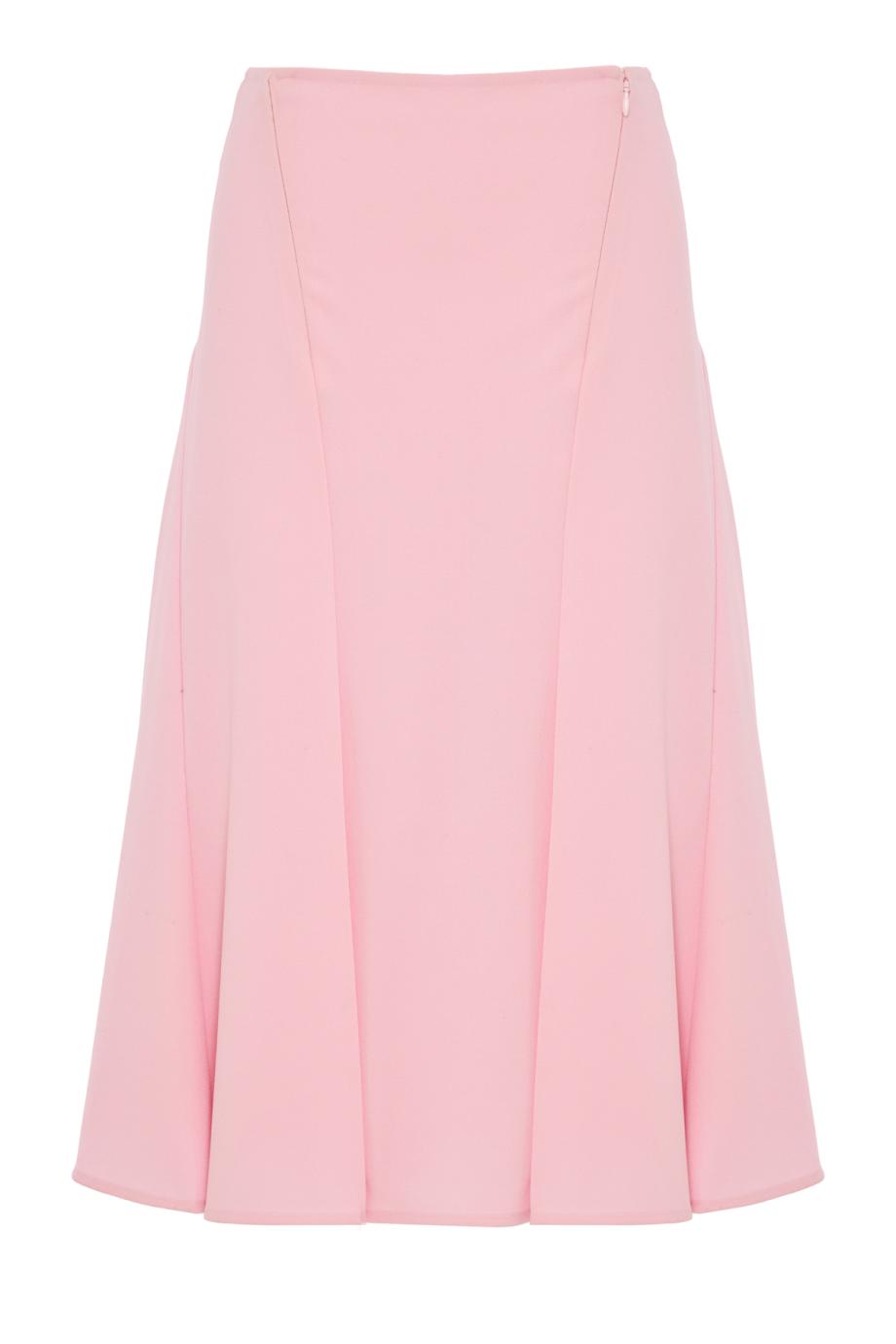 Wool sablé midi skirt in candy pink