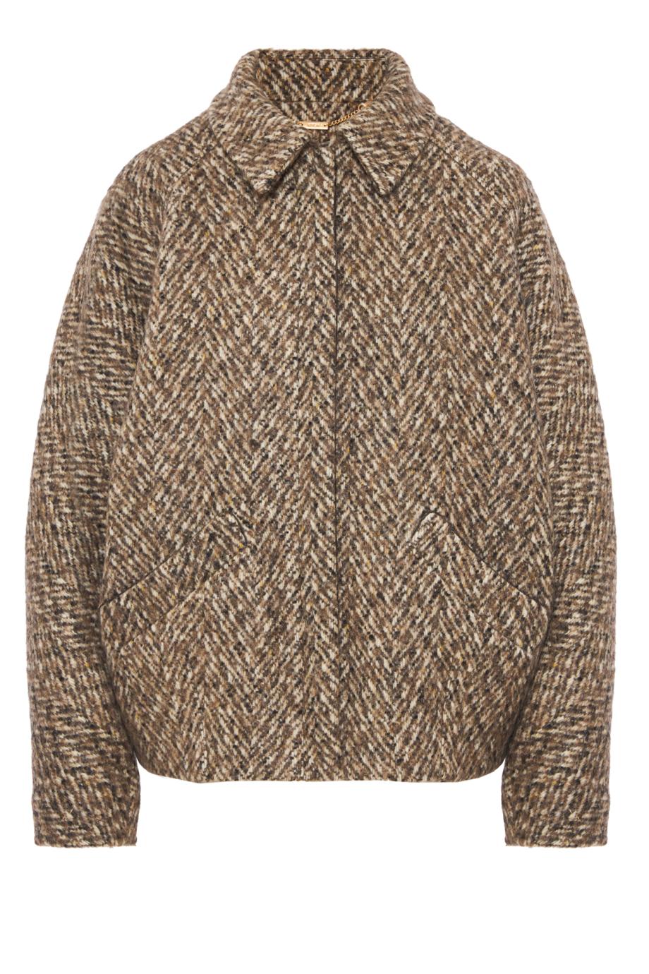 Cropped wool-blend coat in beige